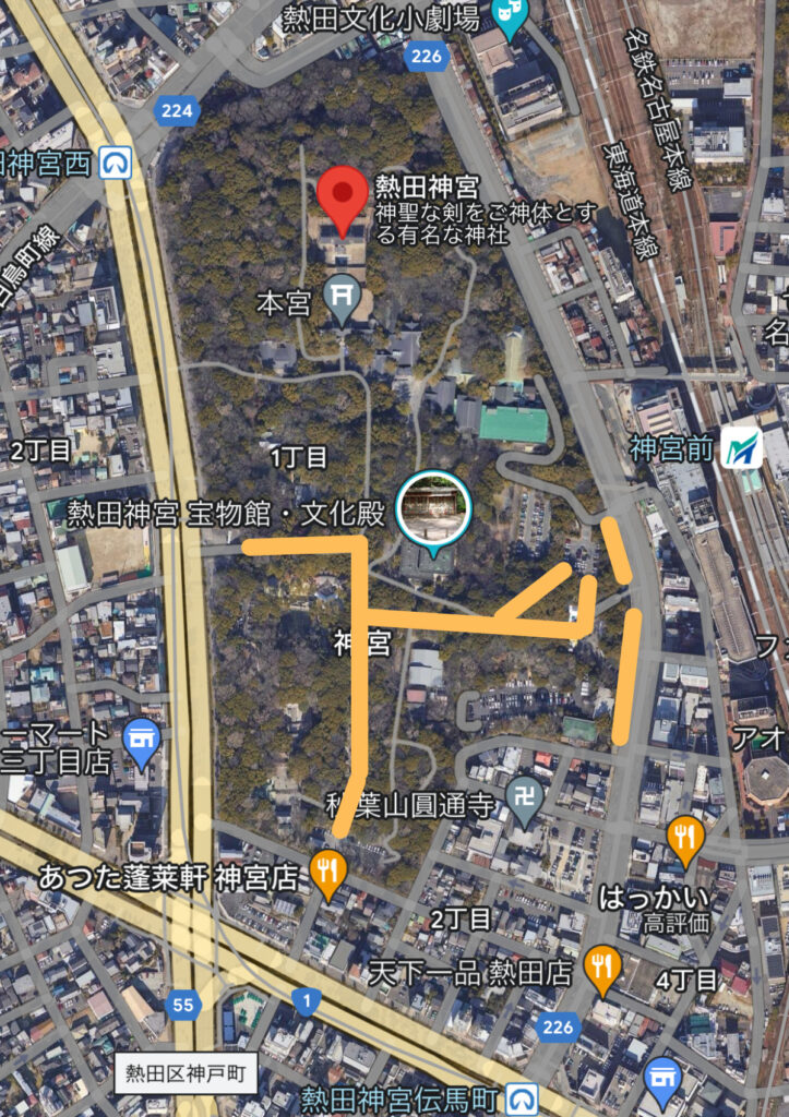 熱田神宮初詣2024 屋台の場所のマップ