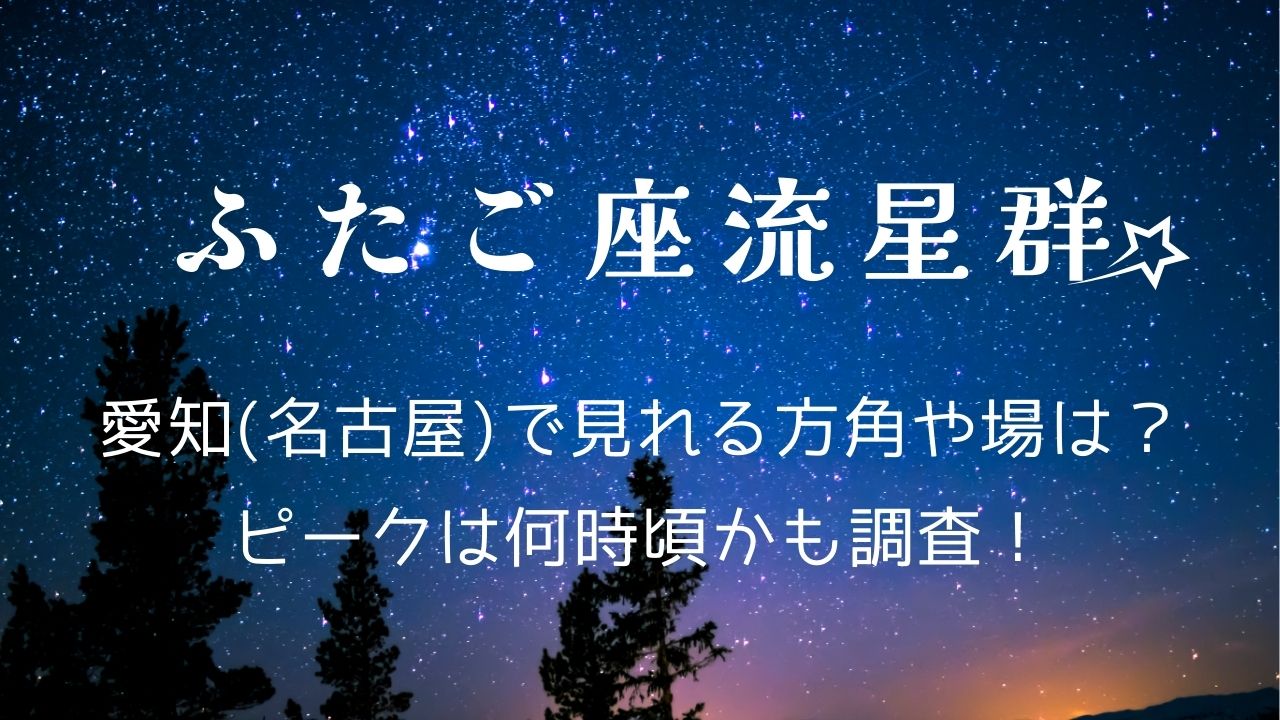 ふたご座流星群2024愛知(名古屋)で見れる方角や場所は？ピークは何時頃かも調査！