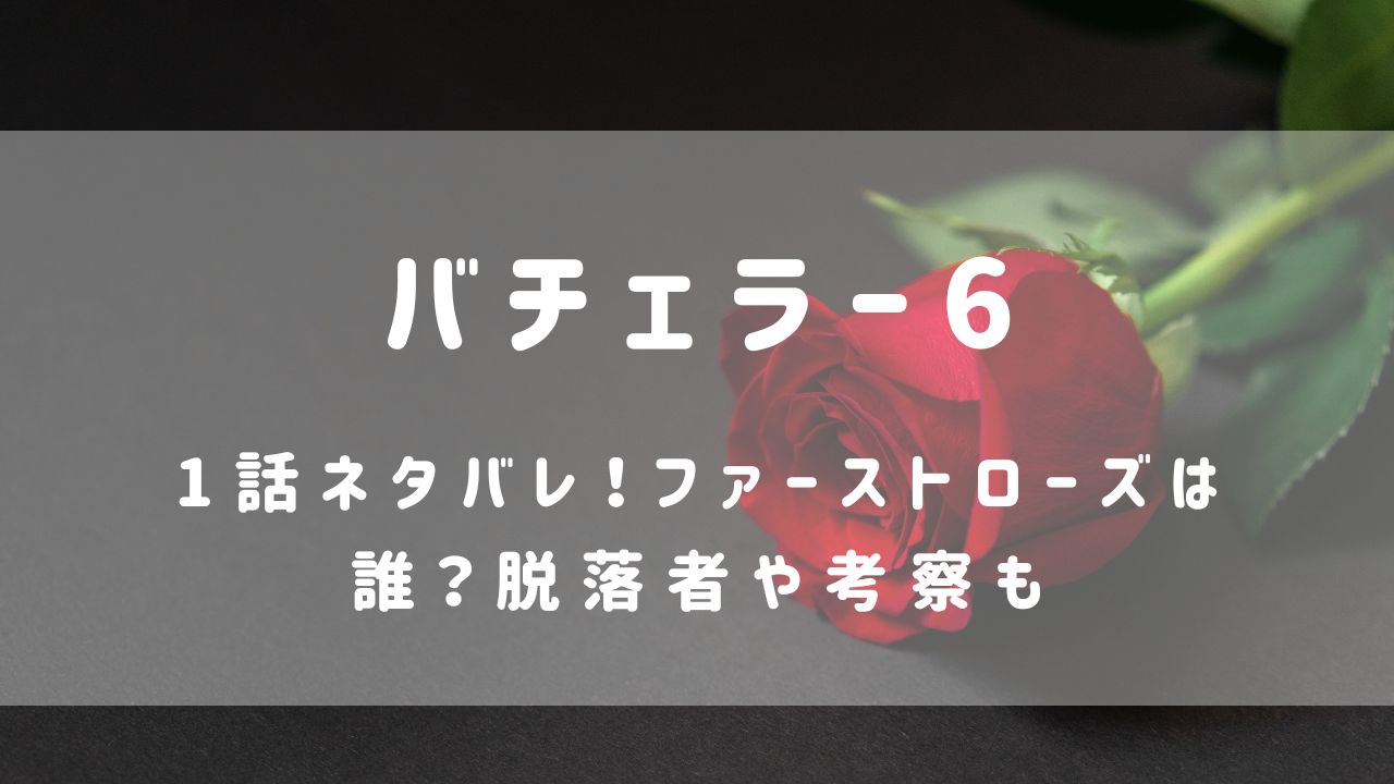 バチェラー6|1話ネタバレ！ファーストローズは誰？脱落者や考察も
