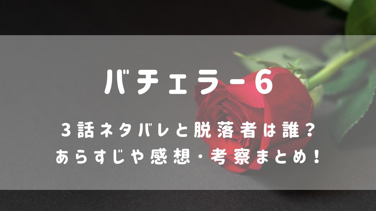 バチェラー6|3話ネタバレと脱落者は誰？あらすじや感想･考察まとめ